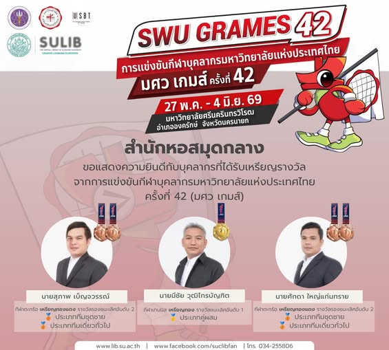 ขอแสดงความยินดีกับบุคลากรฯ ที่ได้รับเหรียญรางวัล